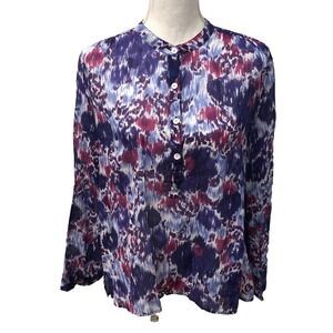 Isabel Marant Etoile Blouse Top Womens 40 8 Purple Long Sleeve Button Mock Neck